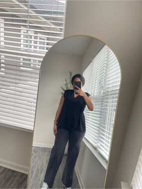 Zara Black V-Neck Sleeveless Tie-Front Blouse